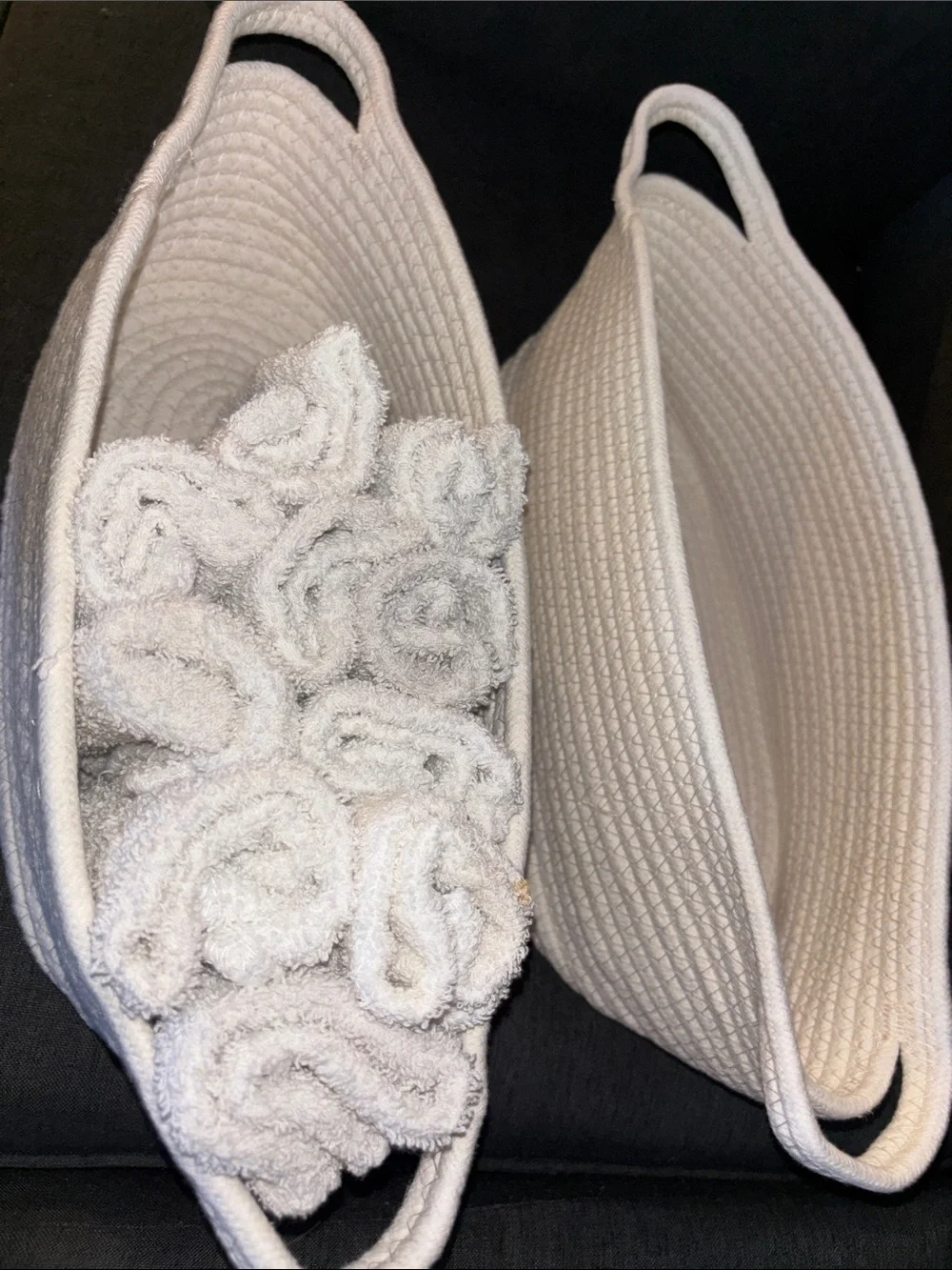 Set of 2- Neutral Woven Rope Storage/ Organizer Basket Pair - Cream